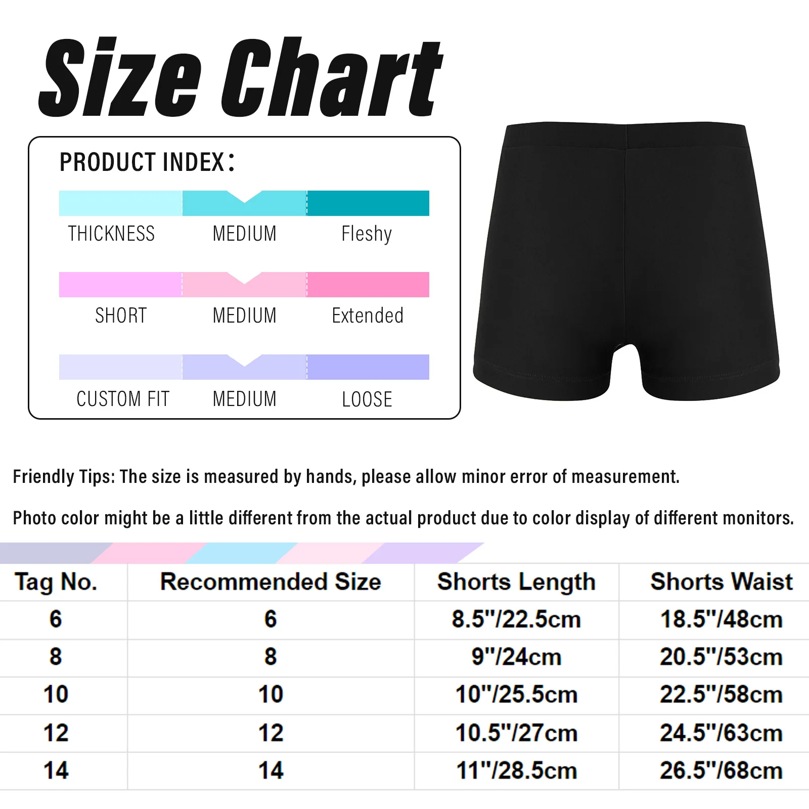 Kid\'s Shorts For Girl Elastic Waistband Shorts Children Clothes Bottoms for Workout Exercise Sport Ballet Gymnastics Short Pants