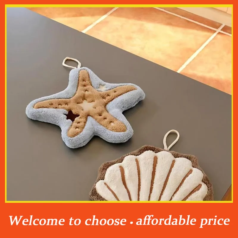 

**1Pcs new Cute Starfish Shape Super Water-Absorbing Soft Hand Towel For Bathroom Kitchen Washing Hands Cloth Convenient Hanging