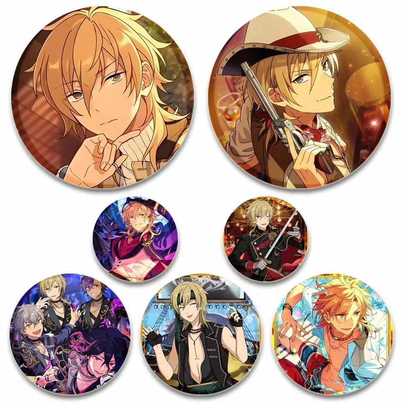 Cartoon Idol Ensemble Stars Tinplate Button Pins Anime Role Kaoru Hakaze Brooch Collar Badge Bag Jewelry Accessories Fans Gifts