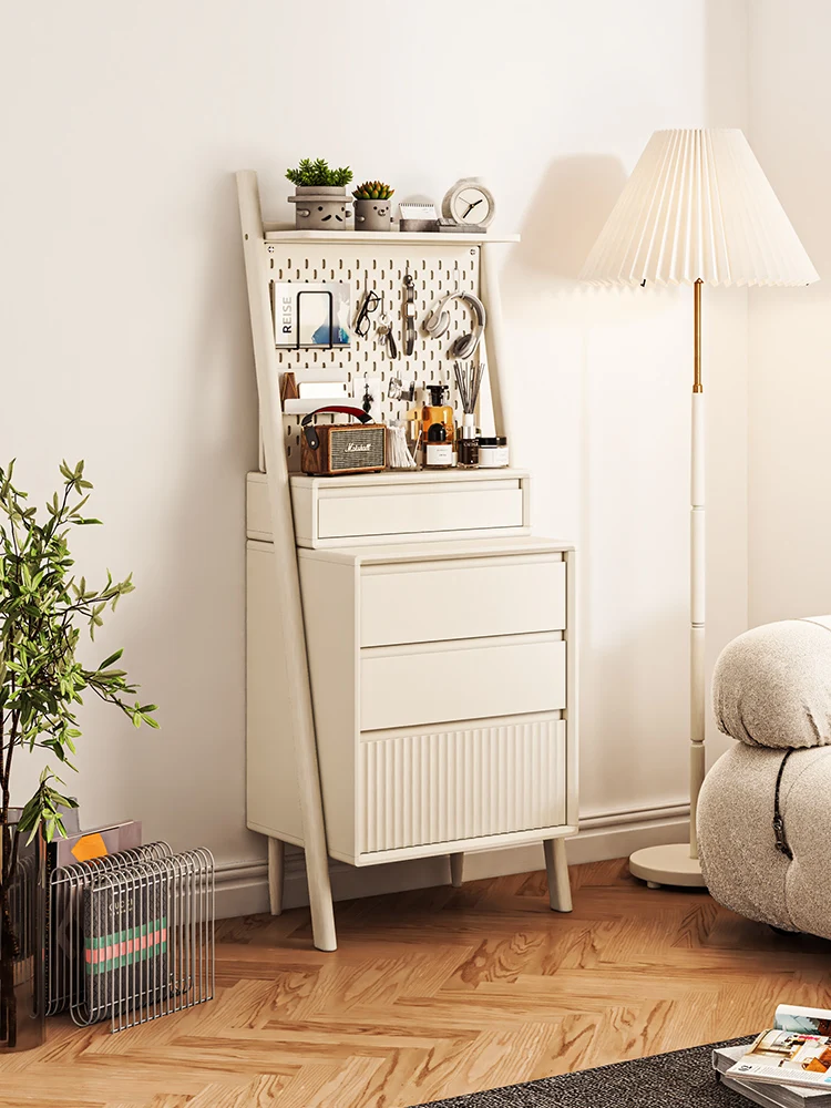 

Nordic simple chest solid wood paint storage small apartment cream white bedroom