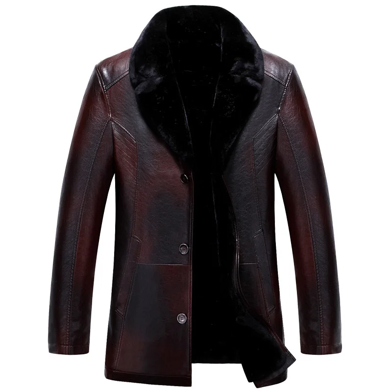 Men's Leather Jackets Casual Warm Coat Lapel Winter Jacket for Men Clothing Single-breasted Coats Jaqueta Masculina