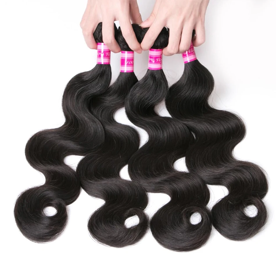 Extensiones de cabello humano ondulado peruano, mechones de cabello humano virgen crudo 100% sin procesar, 1, 3 y 4 mechones, Color Natural