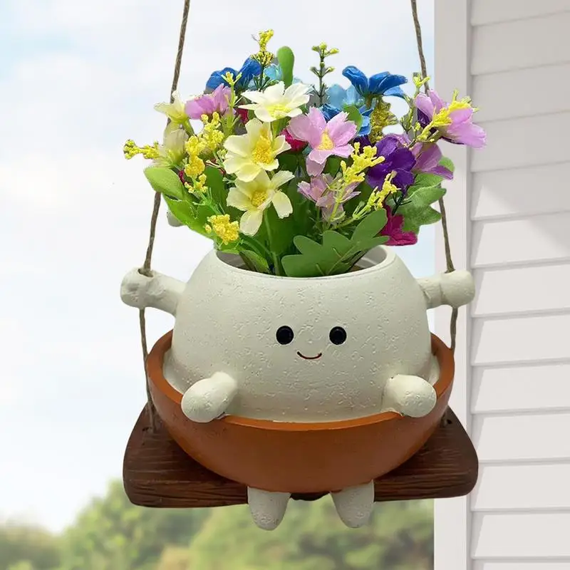 

Swinging Flower Pot Lovely Swing Face Planter Pot Succulent Flower Pots Balcony Wall Hanging Planter Plant Hanger Baskets