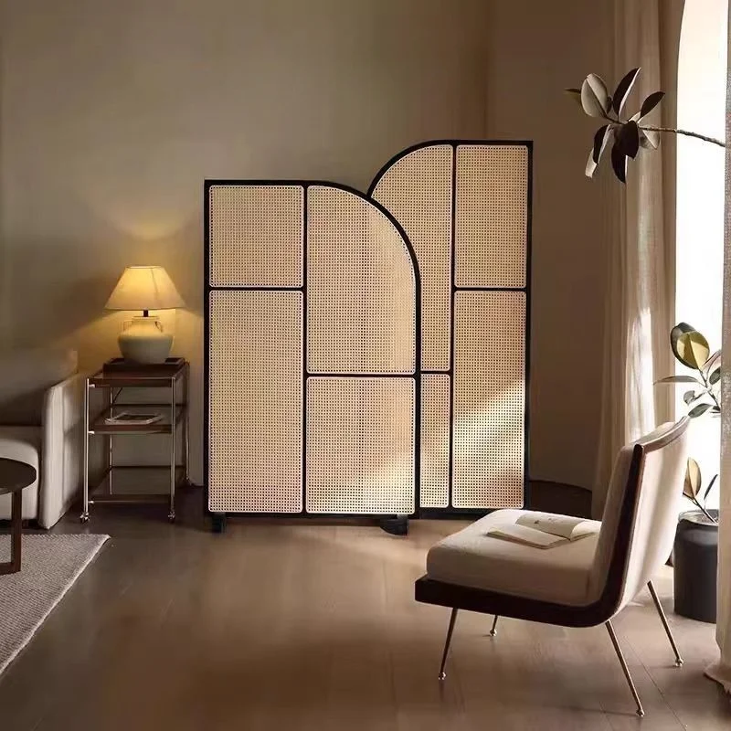 xx-Nordic Live Edge Wood Rattan Floor Screen Partition Wooden Entry Porch For Hotel Restaurant Dining Bedroom Living*