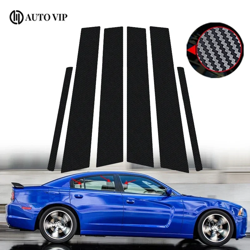 

6Pcs Car Door Window Pillar Posts Trim Covers Sticker for Dodge Charger carbon fibre 2011-2021 Car accessories