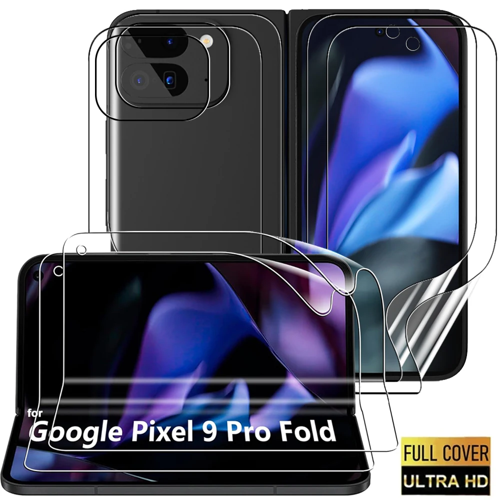 9in 1 Screen Protectors for Google Pixel 9 Pro Fold Anti Scratch Front Back Inner Hydrogel Film for Google Pixel 9 Pro Fold