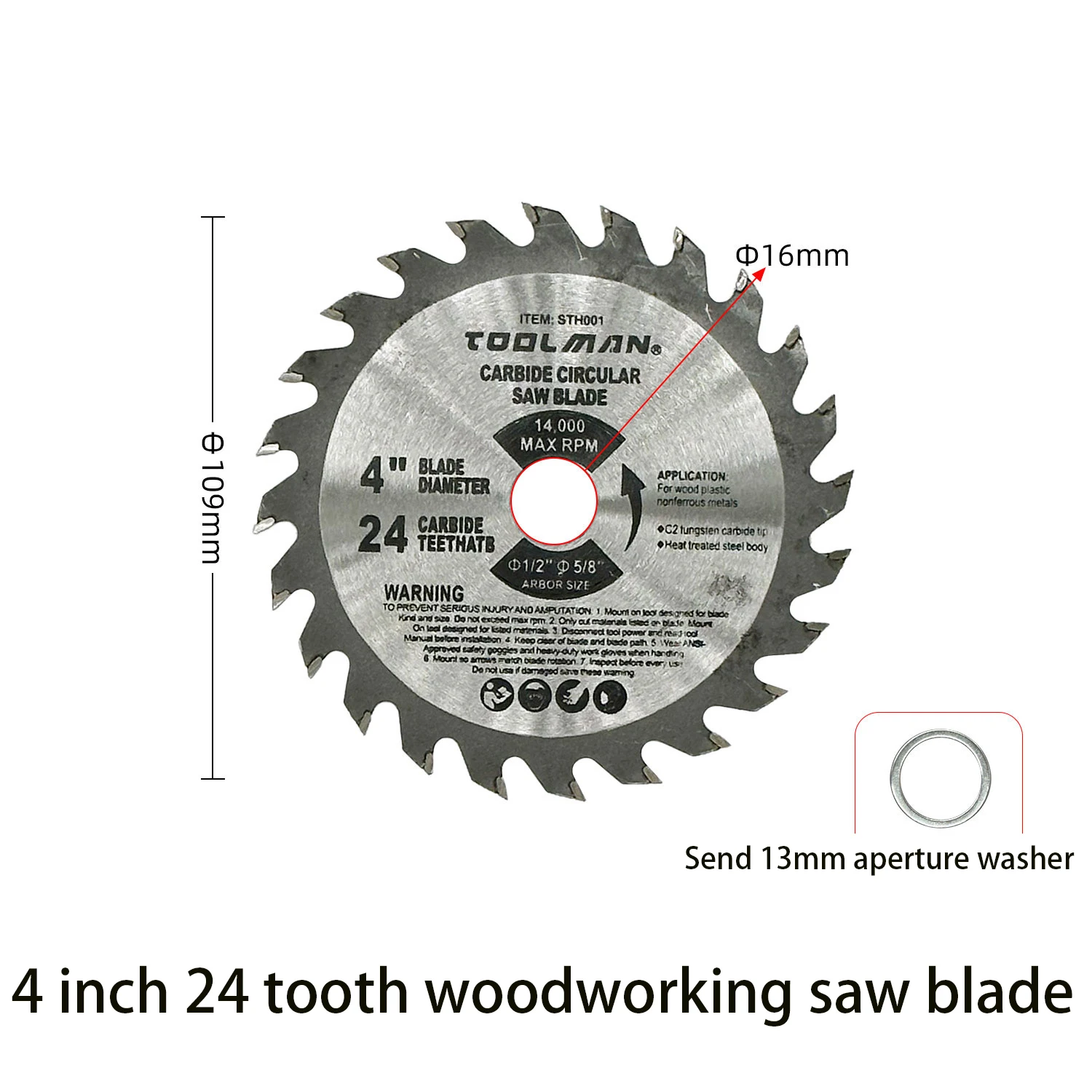 Cutting blade saw blade wood processing workshop equipment power tool replacement tool wood 4 inch 24 teeth carbide tip