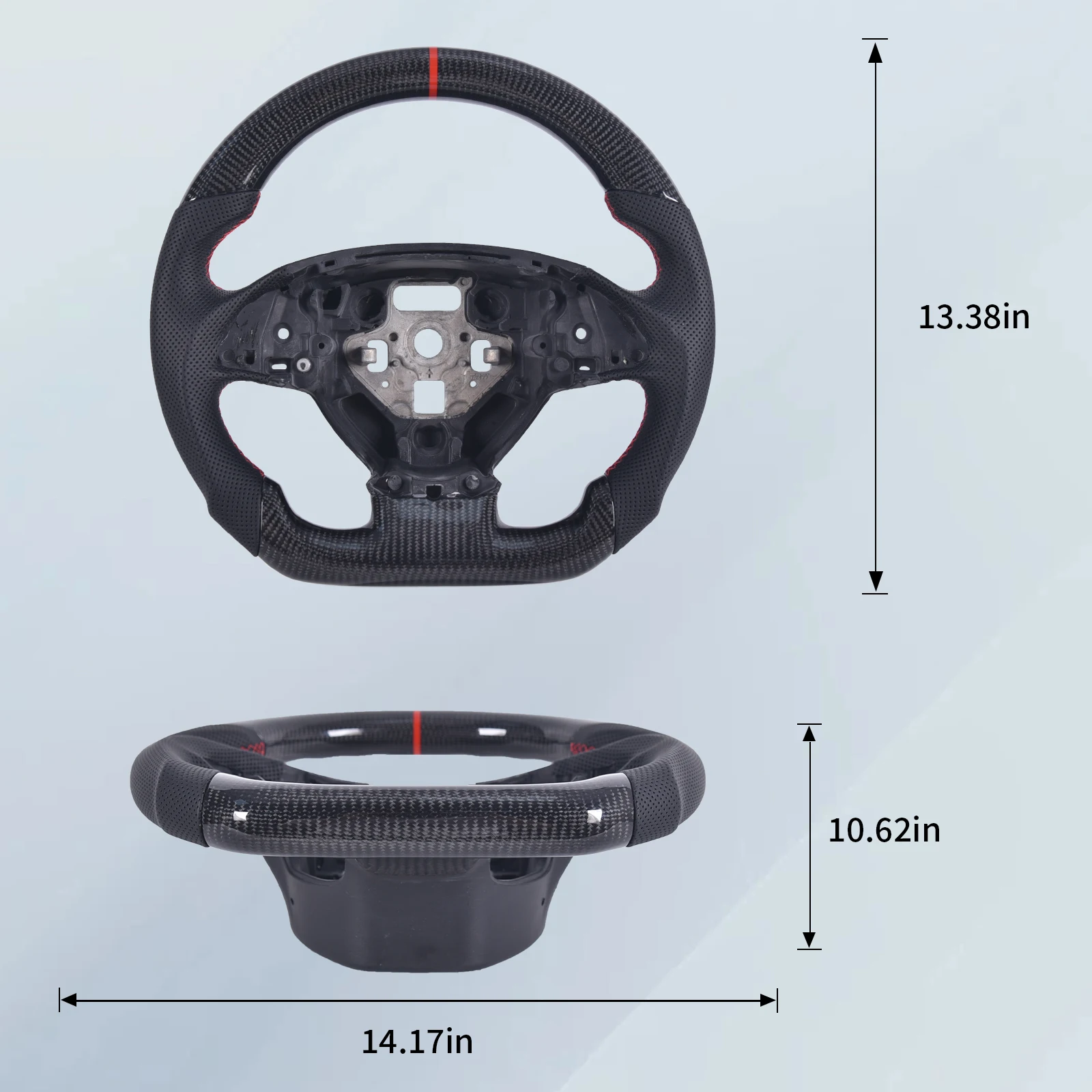 Carbon Fiber Steering Wheel for Chevrolet Corvette C7 2014-2018, D-Shape Flat Bottom Nappa Perforated Leather Grip