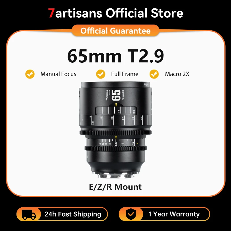 

7artisans 65 мм T2.9 Macro 2X полнокадровый макрообъектив с ручной фиксированной фокусировкой INFINTE Cine объектив для крепления Canon RF/Nikon Z/Sony E
