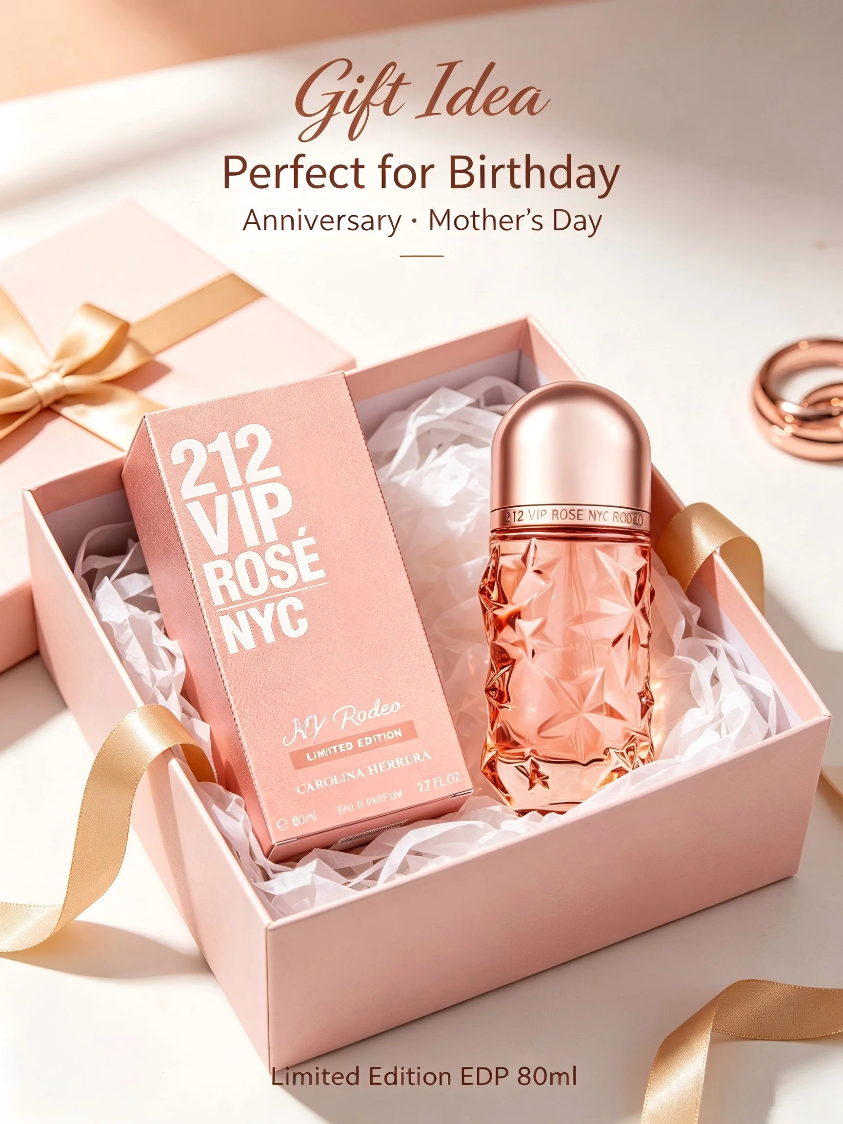 Carolina Herrera 212 VIP Rose NYC No Rules Edición Limitada EDP para Mujer, 3.4 fl oz/100ml, 1 Botella, Perfume Floral Frutal de Rosa de Larga Duración, Regalo de Cumpleaños para Ella, Otoño, Halloween, Día de Acción de Gracias, Black Friday, Navidad, Regalo de Año Nuevo
