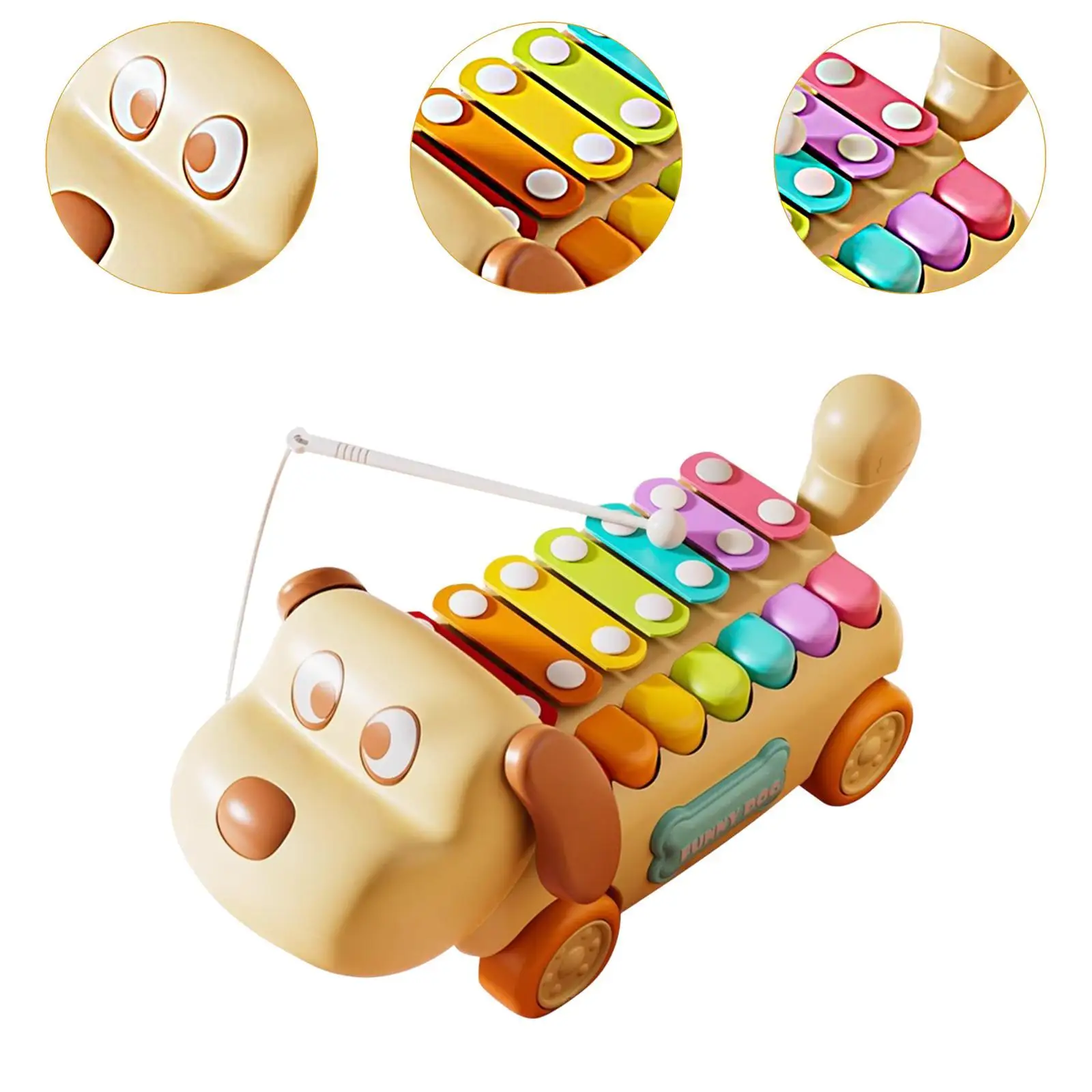 Zabawka muzyczna, pianinko do klocekowania, kolorowy instrument perkusyjny, młotkowanie.