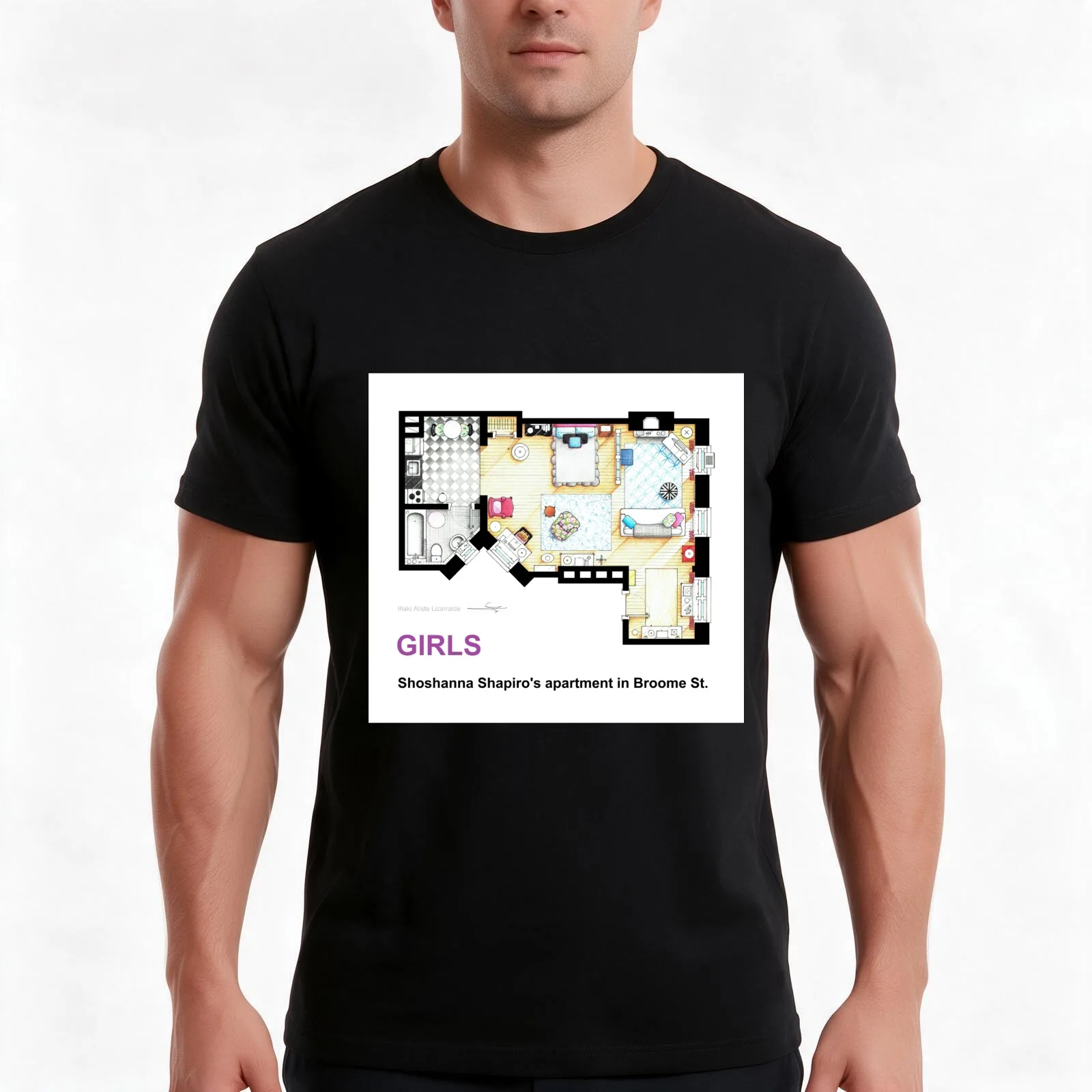 Floorplan of Shoshanna Shapiro's apartment from GIRLS T-Shirt Summer Casual Cotton Tee Oversized Streetwear Tops 100% Cotton