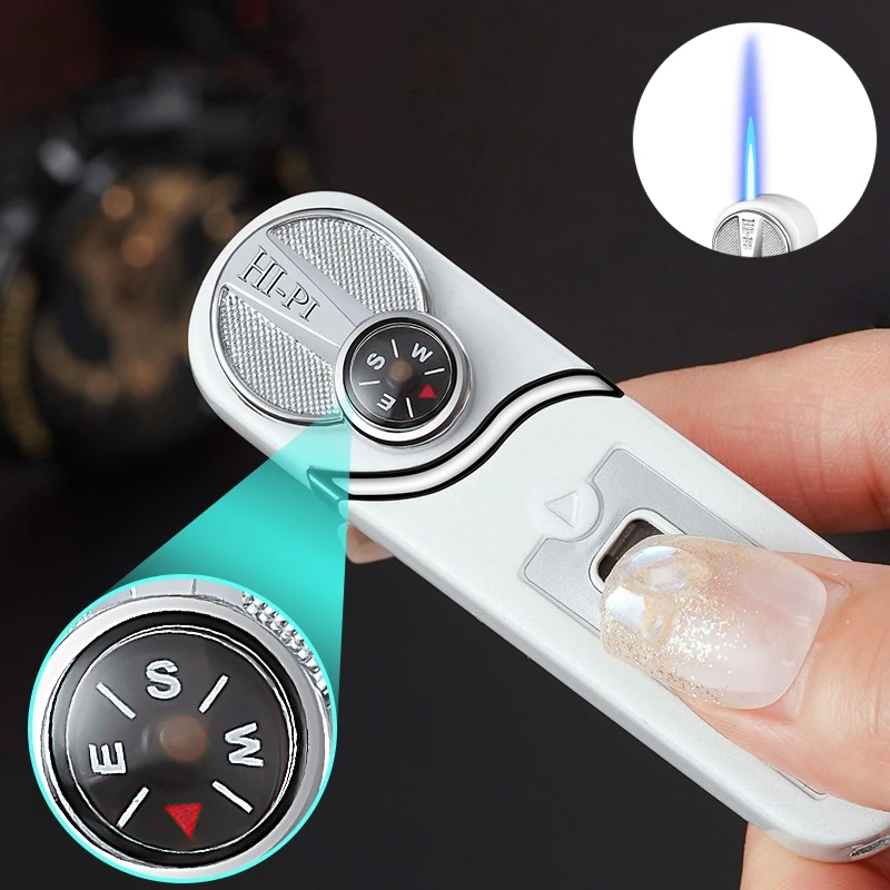 Fun Compass Outdoor Adventure Multifunctional Lighter Windproof Direct Charge Blue Flame Flashlight Small Tool Men's Gift