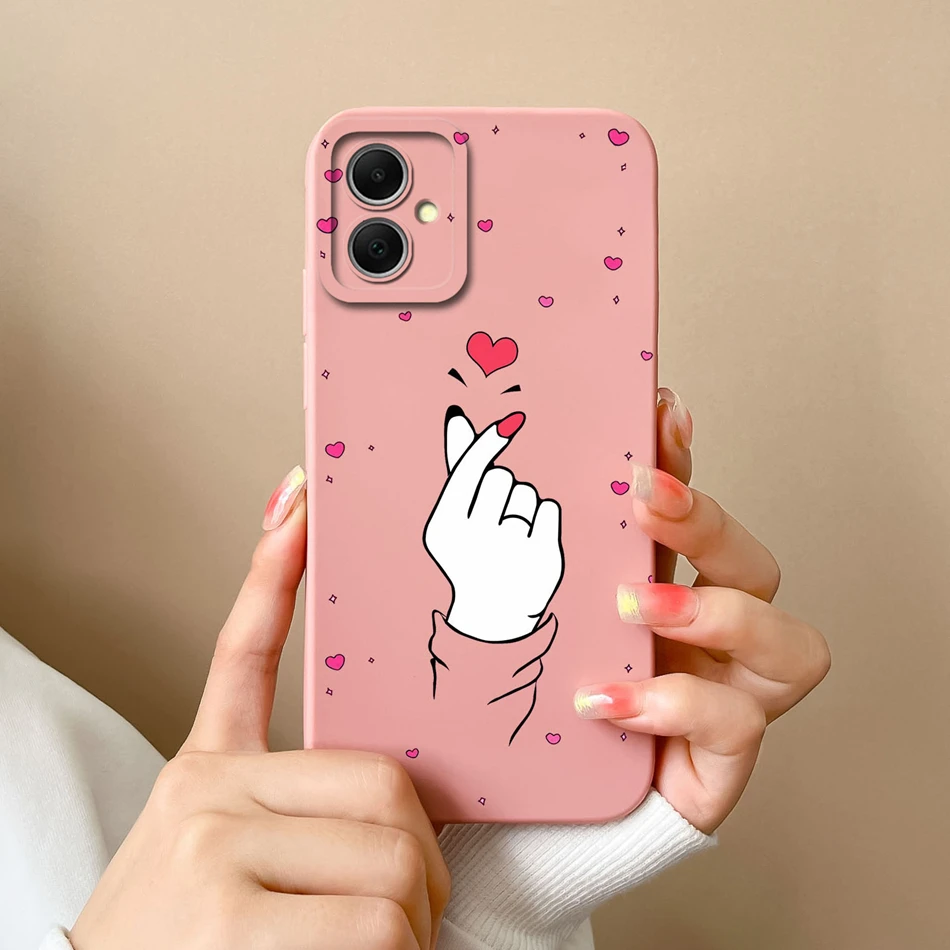 For Samsung Galaxy A06 Phone Case Heart-Butterfly Funda For Samsung A 06 Back Cover Camera Protection Liquid Silicone Bumper