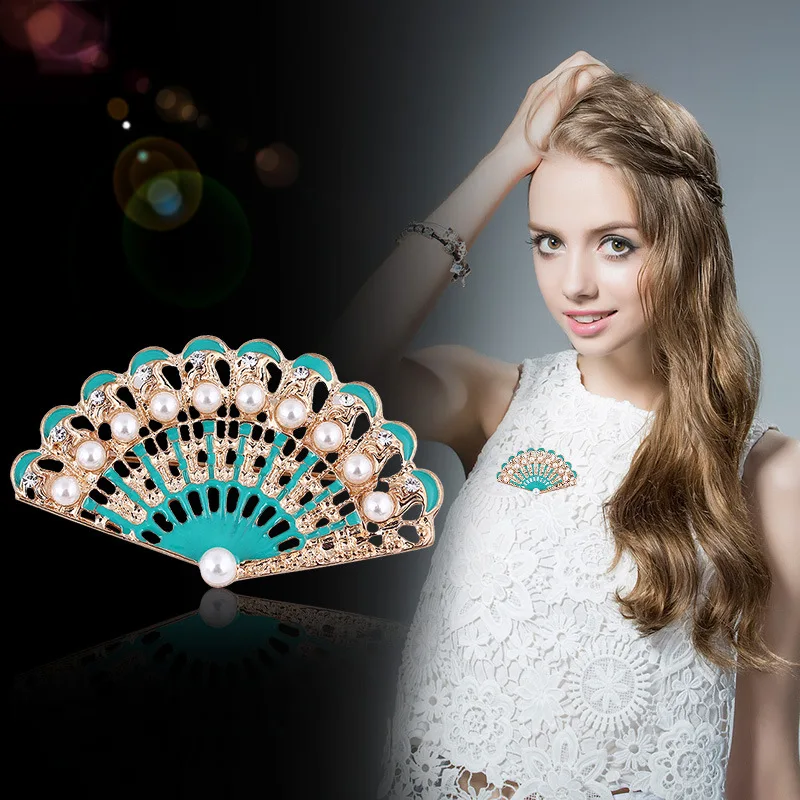 

Элегантная Брошь Ципао, стразы, жемчужная куртка, этикетка, китайский веер, жемчуг, бриллиант, брошь, женская мода, Аксессуары для платья, корсаж