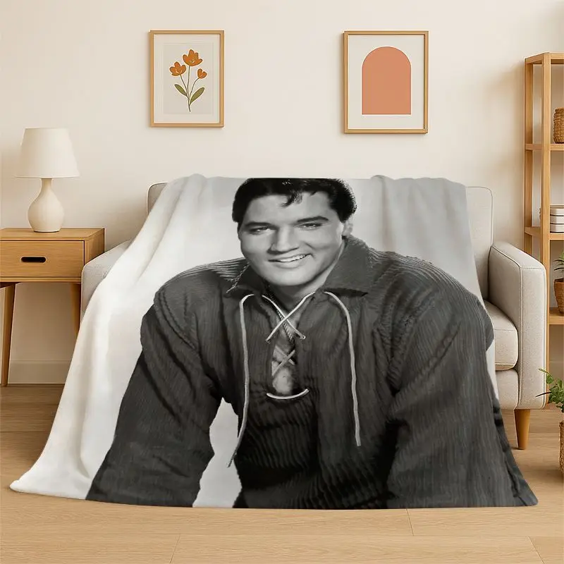 Retro The King E-Elvis Presley Soft Flannel Throw Blanket,Cozy Blanket for Bed,Couch,Sofa,Bedroom,Living Room,Travel,Picnic