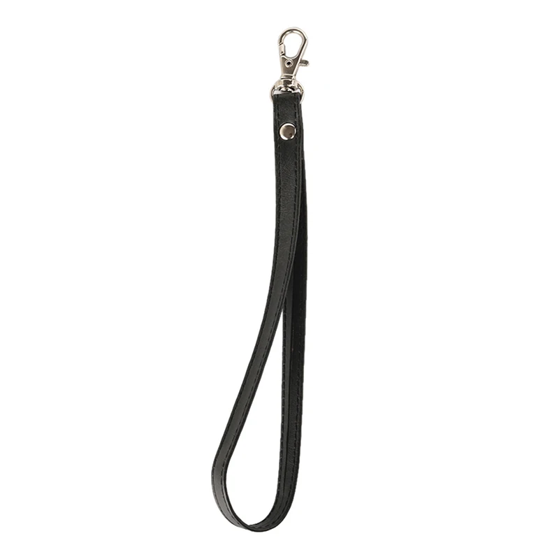 Cowhide Flat Fine Grained Mobile Phone Case Hanging Rope Wrist Strap Universal Wrist Strap Solid Color Leather Metal Keychain