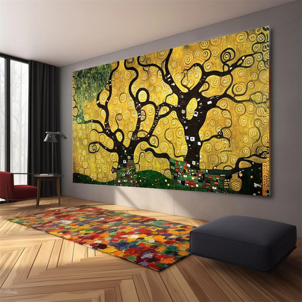 

Tree of Life Gustav Klimt Style Wall Art Canvas Print Modern Luxury Artwork Picture Poster Living Room Office Home Decor Cuadros