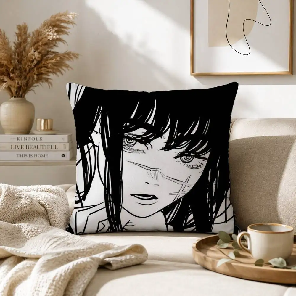 Anime C-Chainsaw M-Man Mitaka Asa Pillow Case for Sofa Living Room Home office Decor Protective Cover