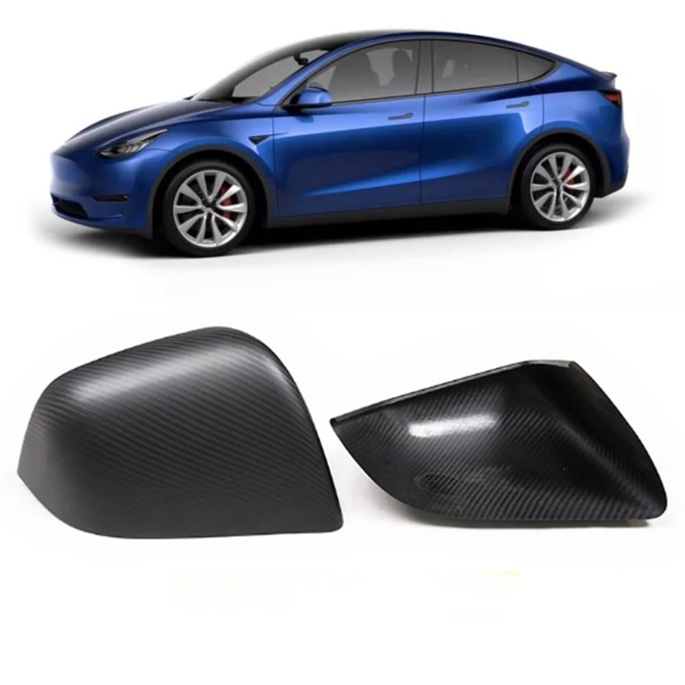 

Mirror Cover For Tesla Model Y 2020 2021 2022 2023 Exterior Matte/Gloss Dry Carbon Fiber Rear View Cap Rearview Shell Add On