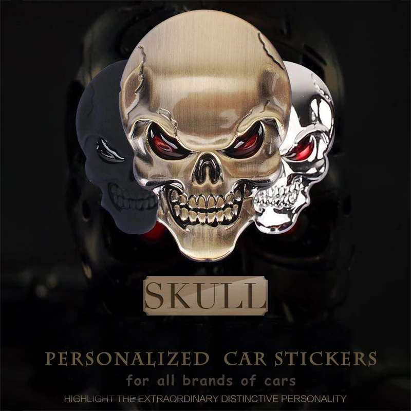 3D Car Metal Skull Sticker Modification Decorative Sticker Personality Car Sticker