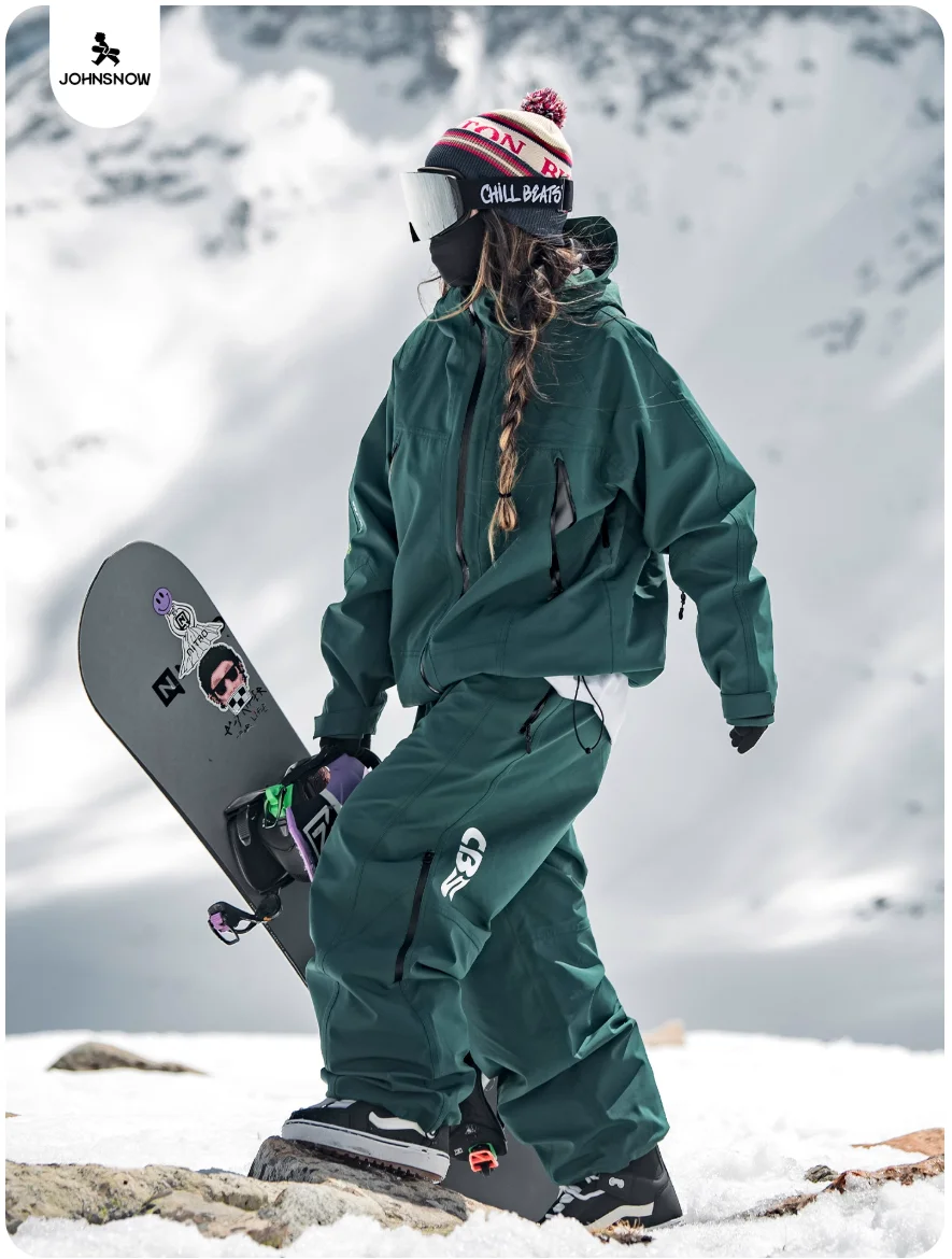 John Snow 2025 Giacca e pantaloni da sci stile americano Cappotto da snowboard termico impermeabile unisex Vestibilità ampia Sport invernali per uomo Donna