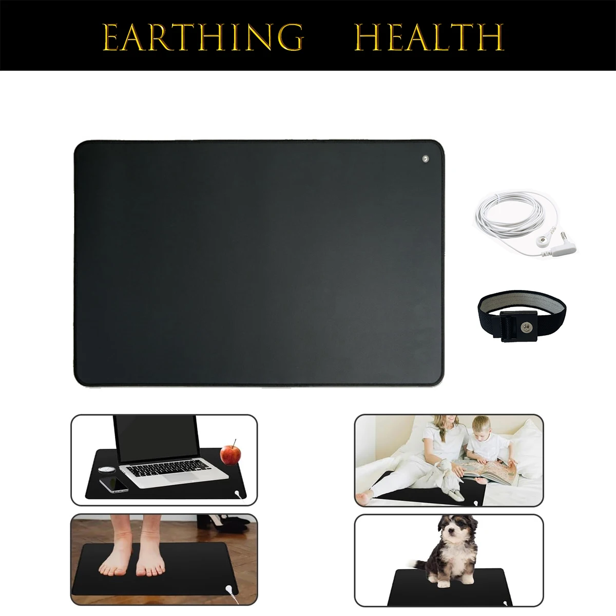 Grounding Mat with Earthing Cable Relax Muscles Conductive PU Big Size Desk Pad Anti-static Relieve Stress Improve Health