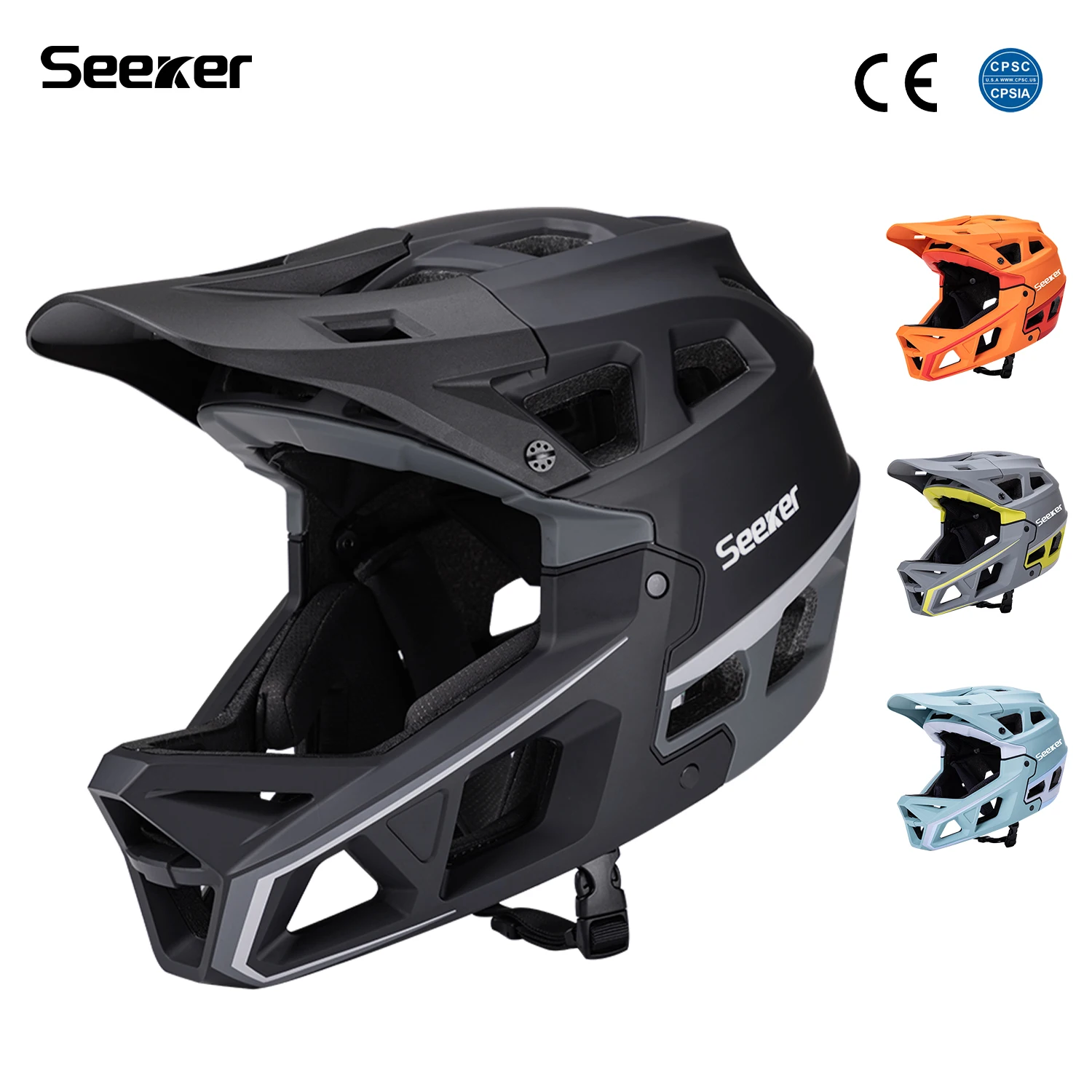 SEEKER Erwachsenen-Mountainbike-Helm Offroad-Vollgesichtshelm Fahrrad Downhill AM DH Offroad-Helm Radsport-Schutzausrüstung