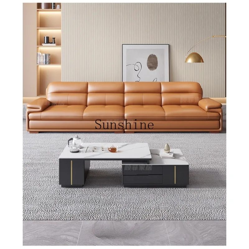 Leather sofa first layer cowhide modern simple living room size apartment leather sofa