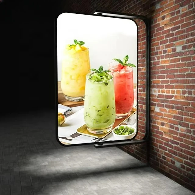 

Custom Shape Waterproof Outdoor Round Led Light Box Advertising Display Square Double Sided Rotating Light Box