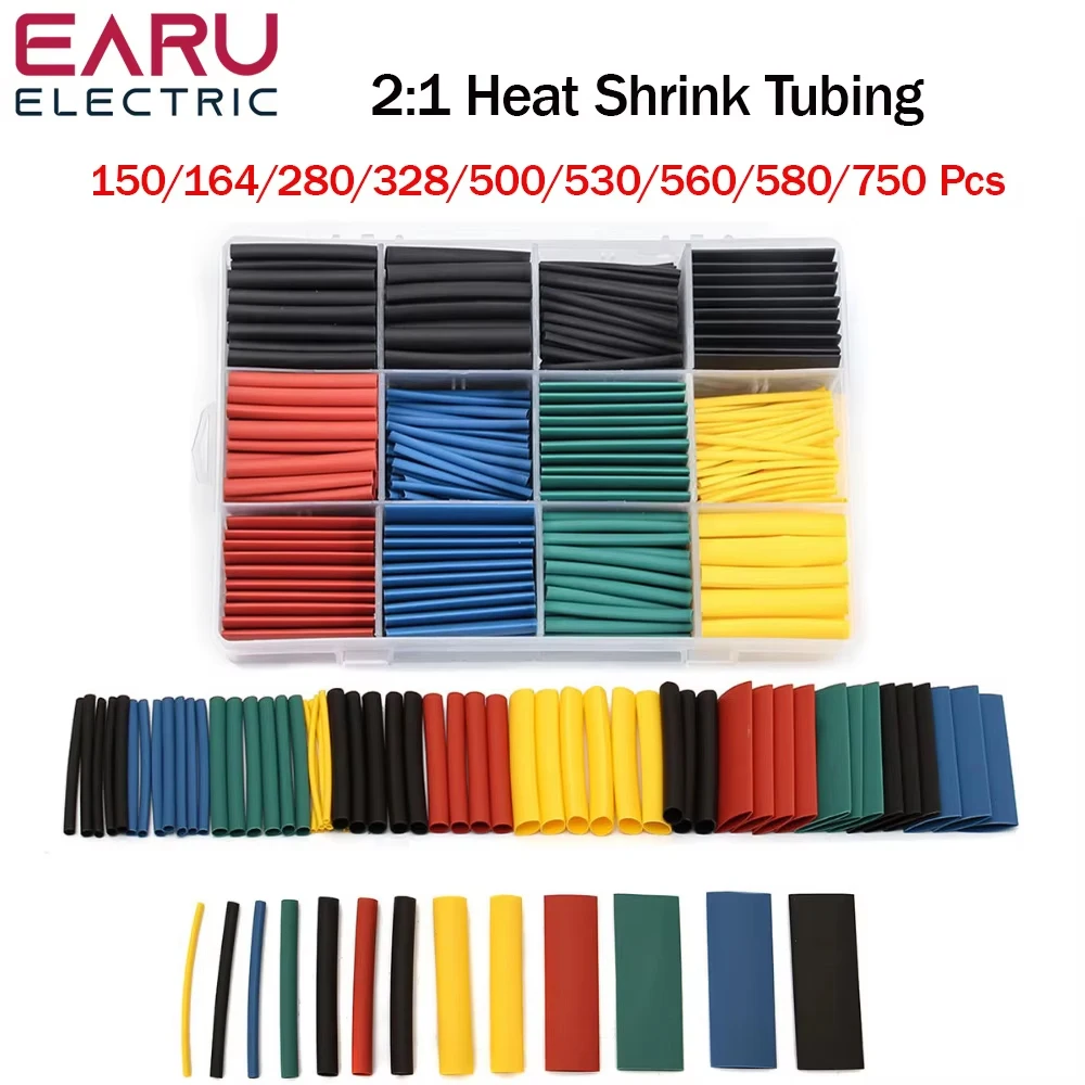 150–750 Stück Schrumpfschläuche, thermobeständiges Rohr, Schrumpfverpackungsset, elektrischer Anschluss, Draht, Kabel, Isolierschlauch
