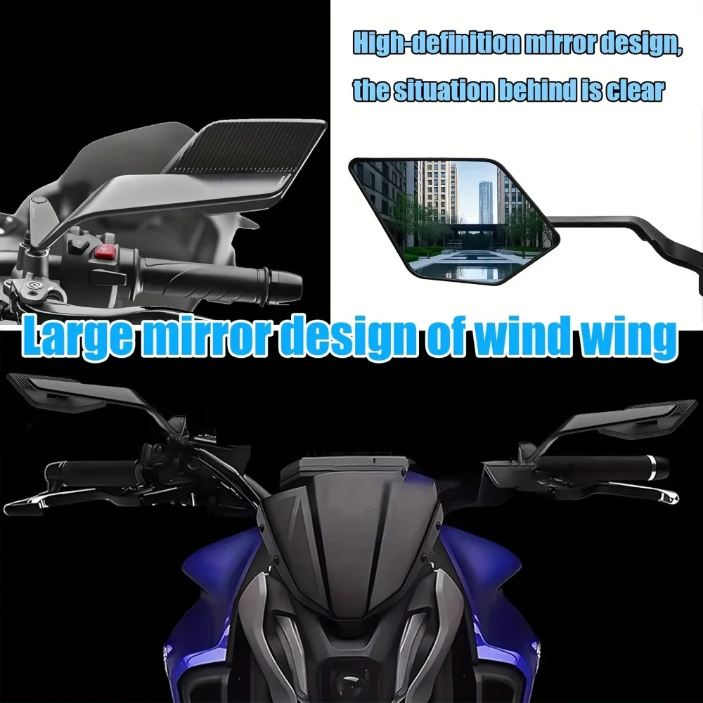 Universal Motorcycle Windshield Adjuster with 360° Rotatable Mirror Easy to Install for Motorcycles, ATVs Aluminum Alloy