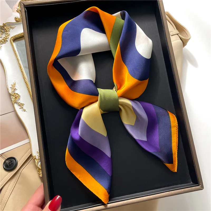 

Geometric color-block scarf, color-block floral silk scarf, faux silk square scarf 70x70cm, headscarf, shawl, travel scarf