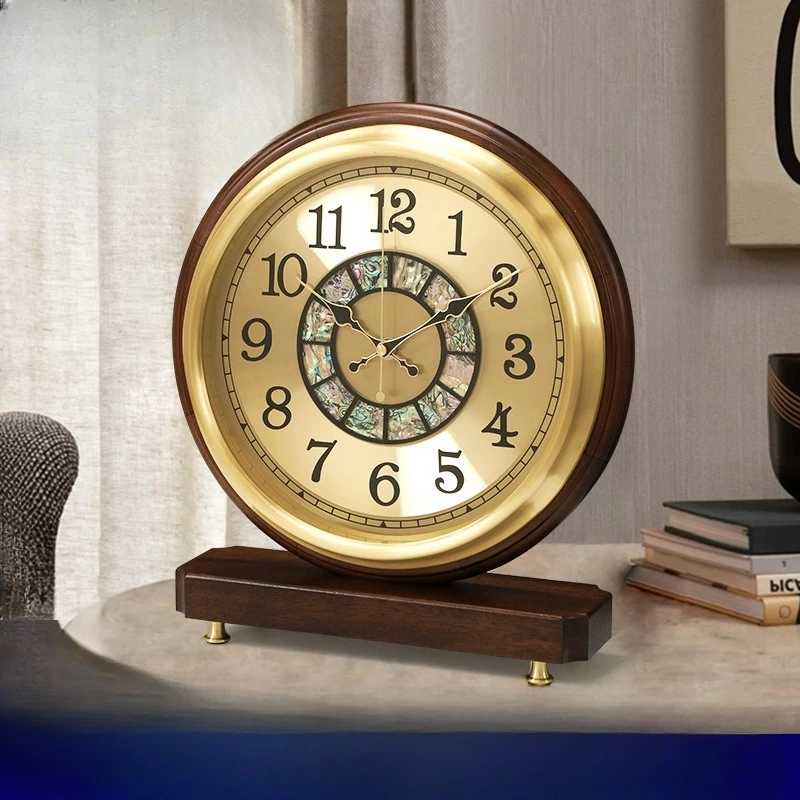 Table clock Light luxury solid wood table clock, home desktop clock