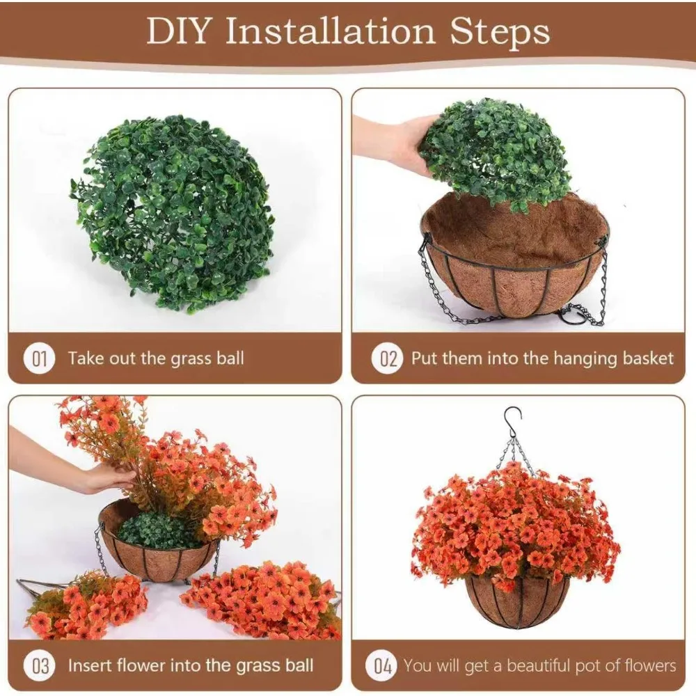 24 قطعة من الزهور الاصطناعية للخريف مع سلال معلقة لحديقة الشرفة والخريف وديكور ساحة الفناء المنزلي