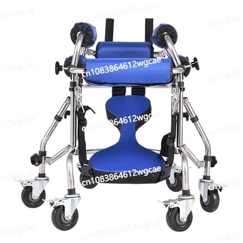 Child Walker with 6 Wheels Lower Limb Training Rollover Prevention Stand Walking Stick Rehabilitation Instrument for Children