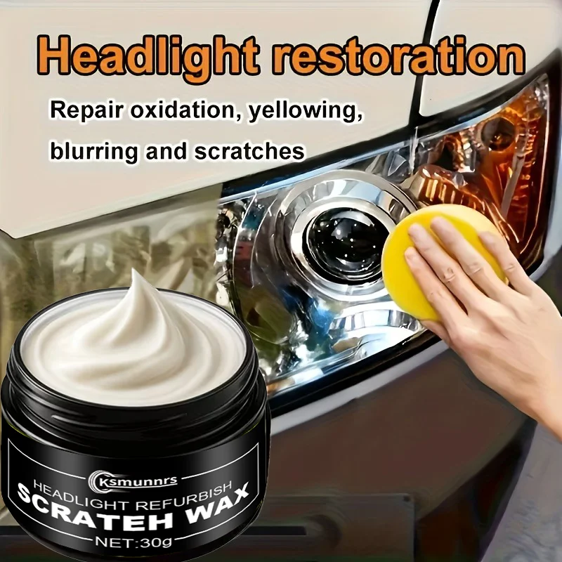 30g Car Headlight Restoration Wax, a Polishing Agent for Headlights, Repairs Yellowing, Oxidation, And Cloudiness. Better Lighti