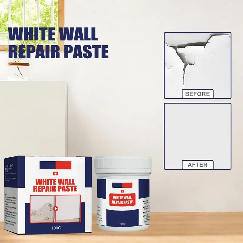 Agente reparador de pared, crema reparadora con raspador de pintura, Parche de secado rápido a prueba de moho válido para Agujeros