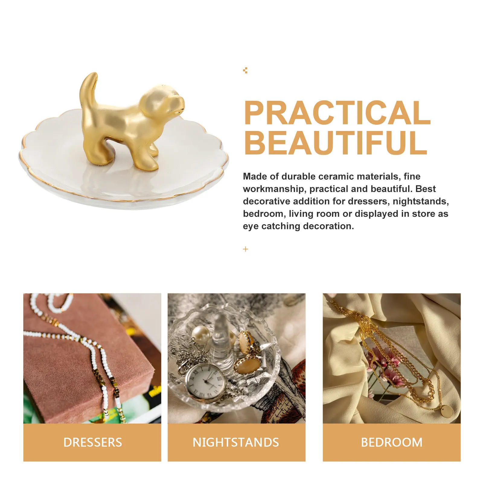 

Ceramic Puppy Jewelry Tray Elegant Jewelry Display Storage Holder Decorative Ring Necklace Storage Organizer for Home