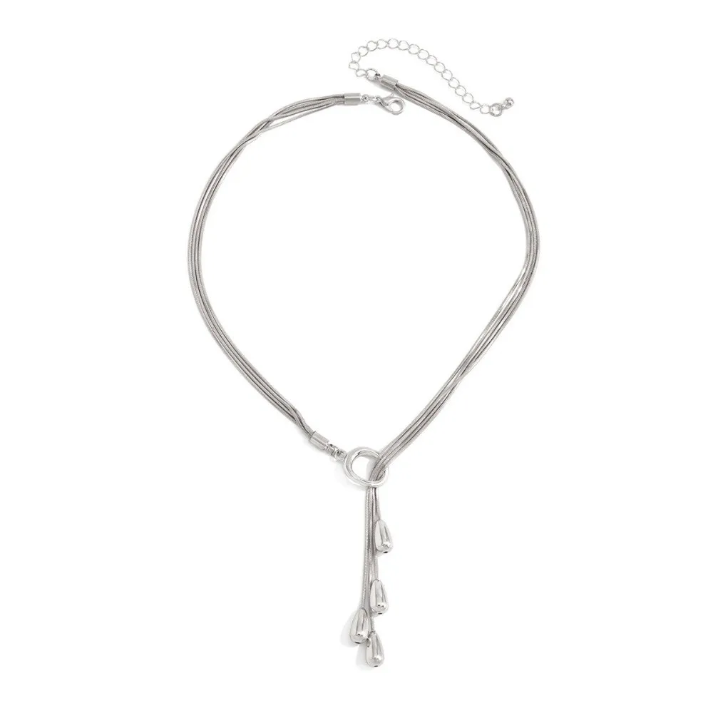 Smooth Surface Snake Chain Thin Snake Chain Drop Outline Design Drop Tassel Solid Metal Build Clean Form Structure