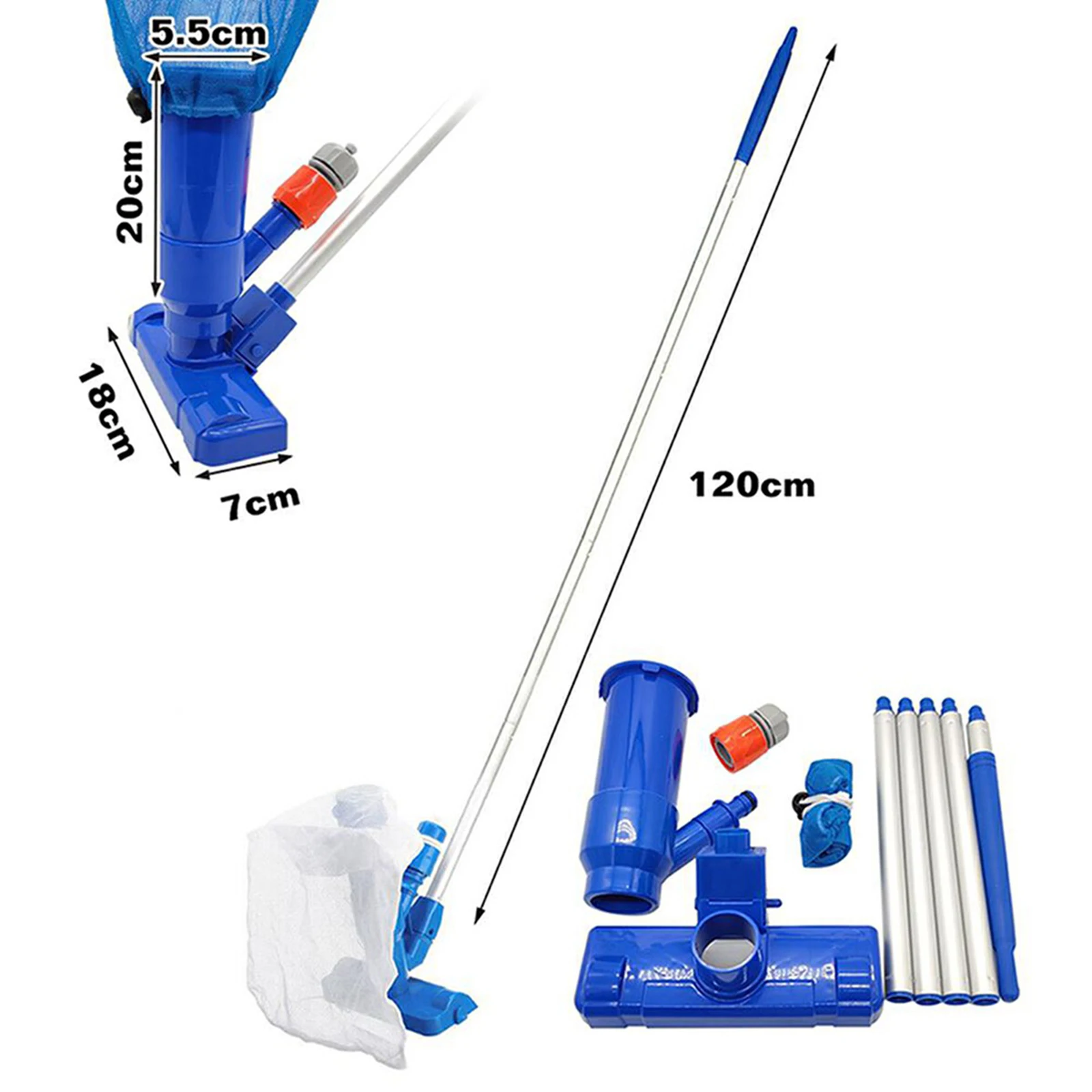 Aspirapolvere professionale a getto per piscina con 5 poli per strumento di pulizia a getto per vasca idromassaggio con spa per piscine fuori terra