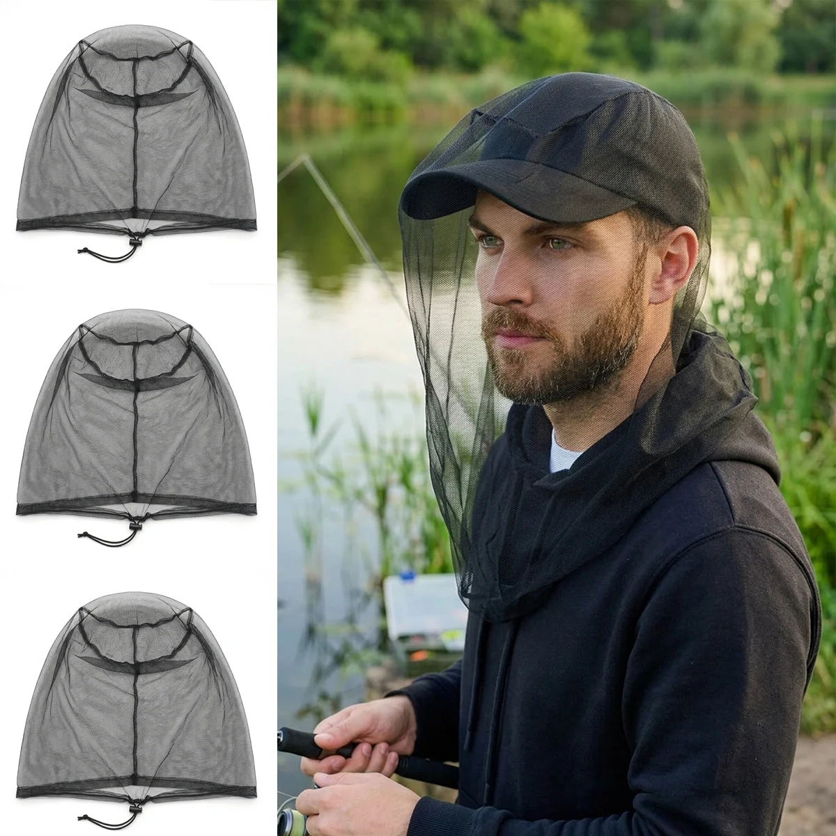 Gorra de malla antimosquitos para trabajo al aire libre, casco de apicultura, sombrero de pesca y jardinería, protección contra picaduras de insectos, red transpirable para la cabeza para hombres
