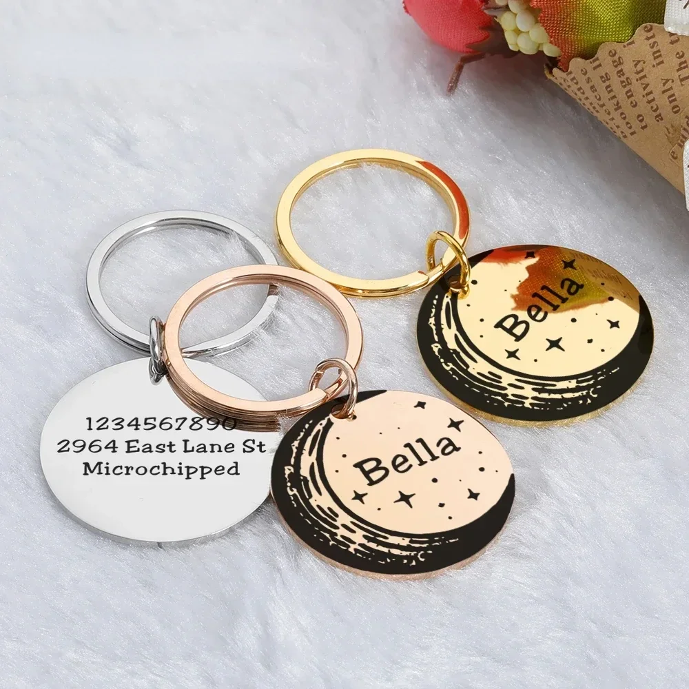 Personalized Pet Dog ID Tag Custom Anti-lost Pet Name Shiny Tags Engraving for Puppy ID Collar Nameplate Pendant for Puppy Dog