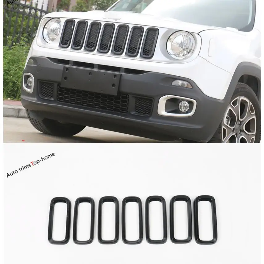 

Front Head Central Grille Grill Frame Ring Cover Trim 7 Pcs Fit For Jeep Renegade 2015 2016 2017 2018 ABS Exterior Accessories