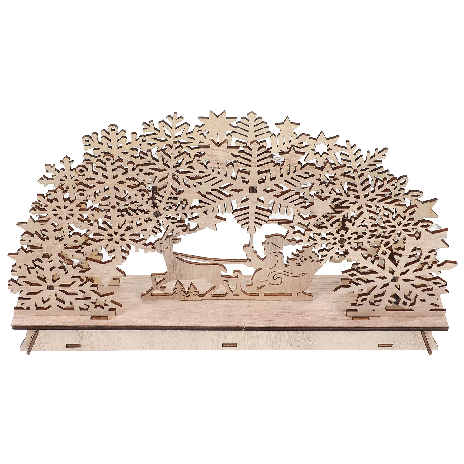 

Christmas Tree Decoration Wooden House Luminous Desktop Creative Craft Decoration for Home Party Festive Atmosphere