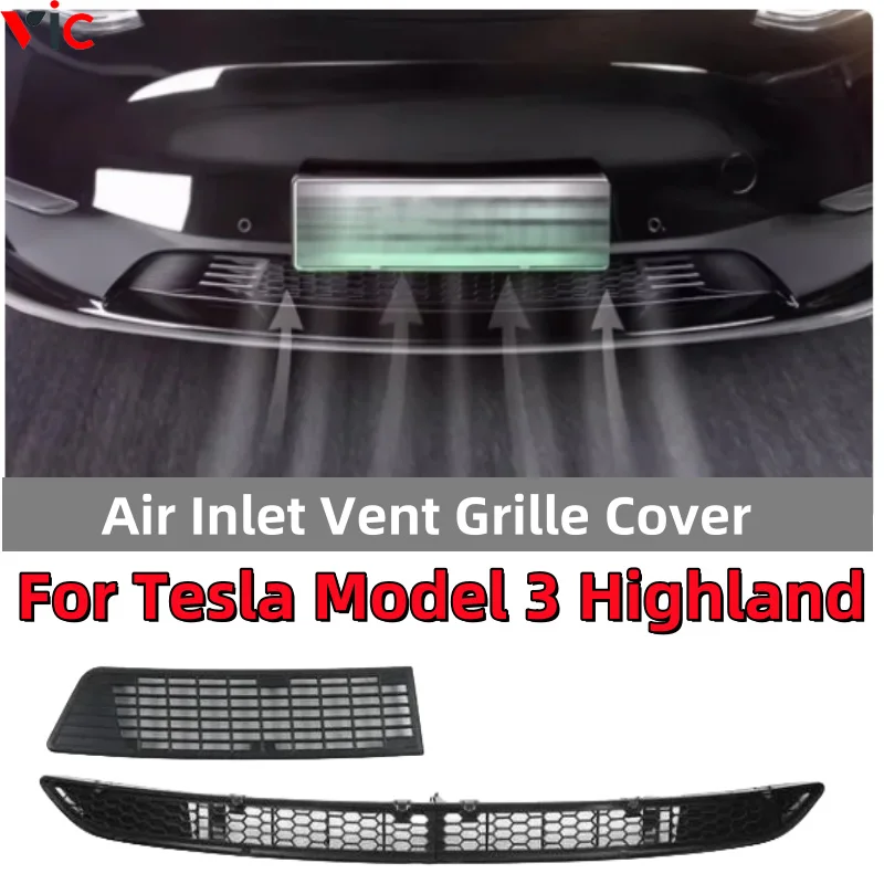 Pelindung Bumper untuk Tesla Model 3 Highland 2024 Bumper bawah jaring Anti serangga Anti debu ventilasi dalam jaring depan