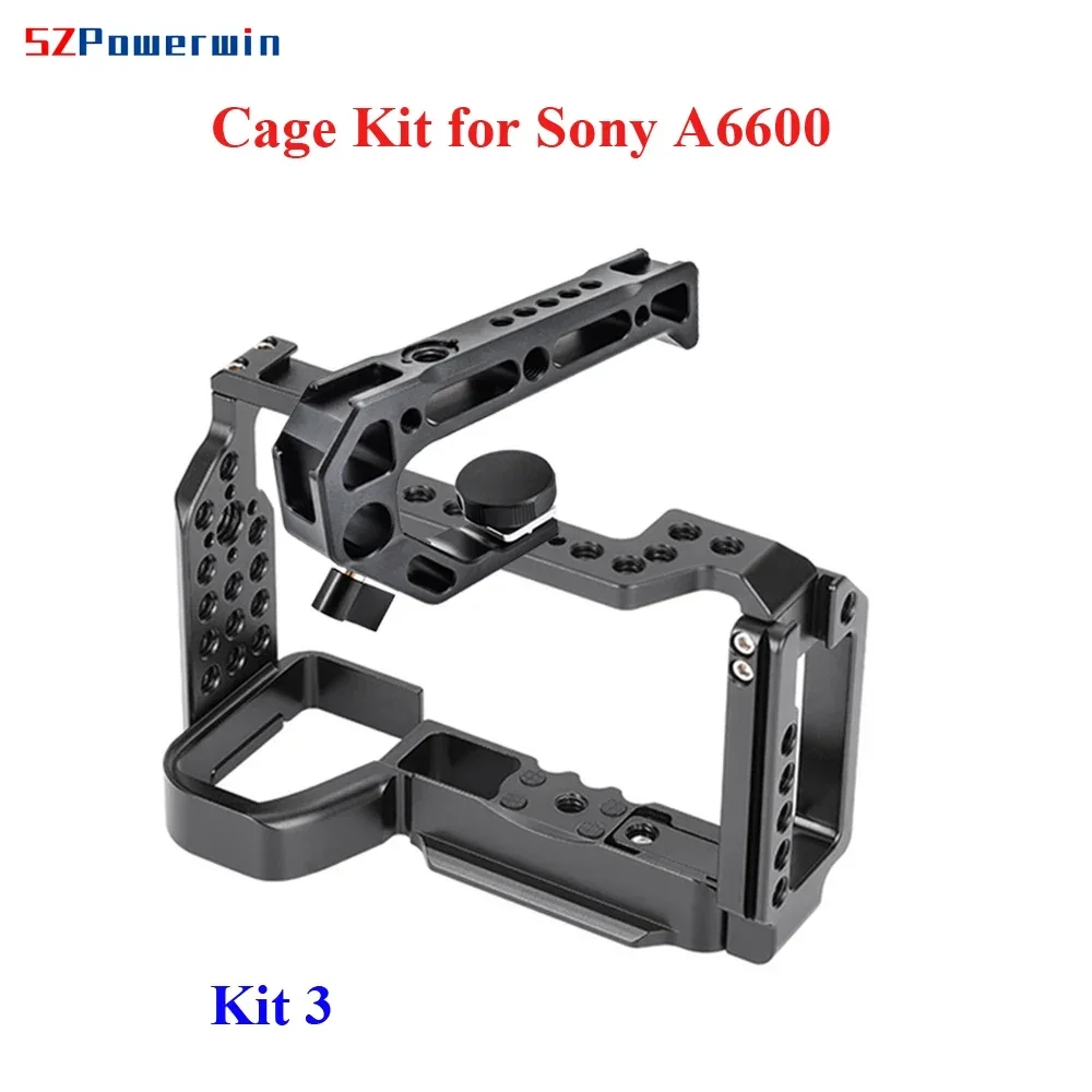 Powerwin  for Sony A6600 Camera Cage Kit Stabilizer Rig Protective Extension Frame Gimbal Arri Locating Screw Wooden Handle