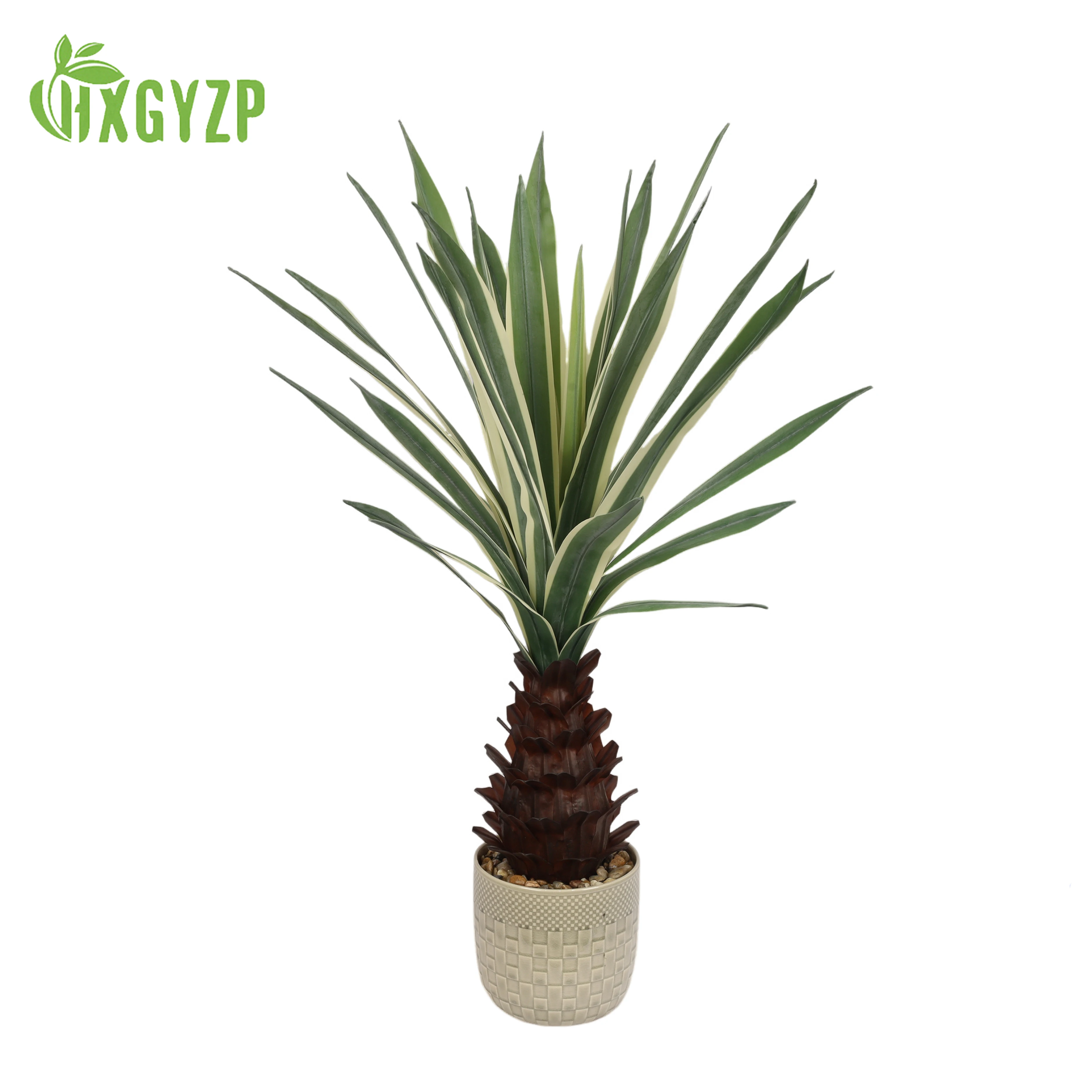 

HXGYZP Artificial Agave Plant In Ceramic Pot Faux Tree Tropical Plants Forest Green With Yellow-Edges Home Indoor Outdoor Decor