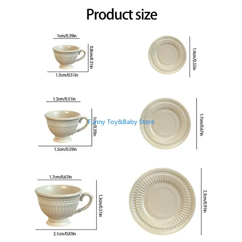 3pcs Elegant French Styles Miniature Coffee tasse café soucoupe Ensemble poupée pour poupées