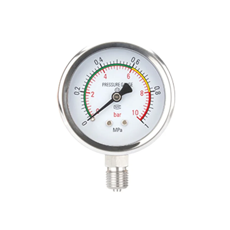 Stainless Steel Pressure Gauge Y60BF/Y100BF Barometer Shock-resistant Anti-corrosion Vacuum High Temperature Oxygen